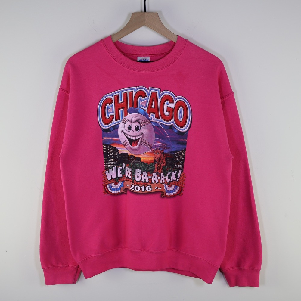 2016 Chicago Baseball We're‎ Back Sweatshirt Medium Sporty Pink Cotton